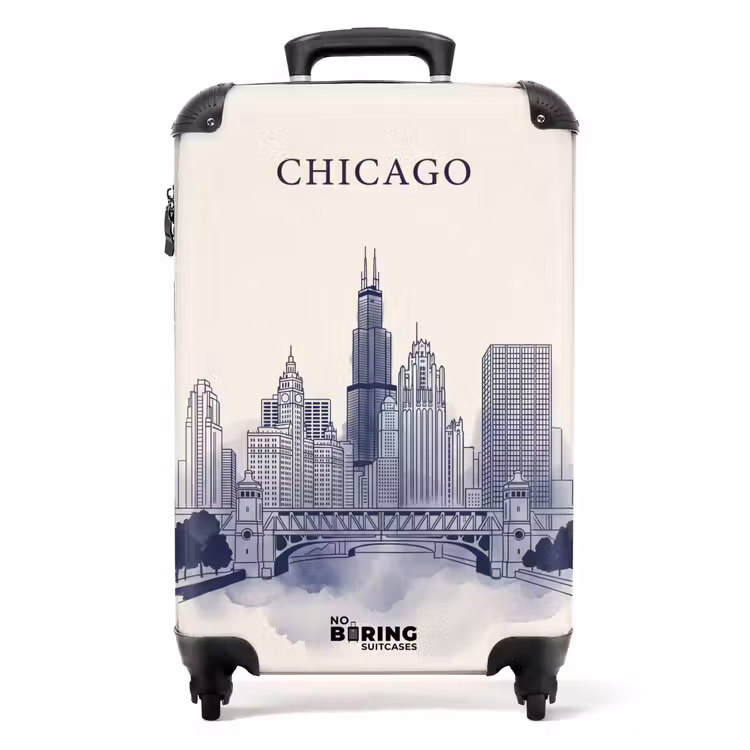 Suitcase - City - Skyline - Architecture - Line Drawing - Blue — 1