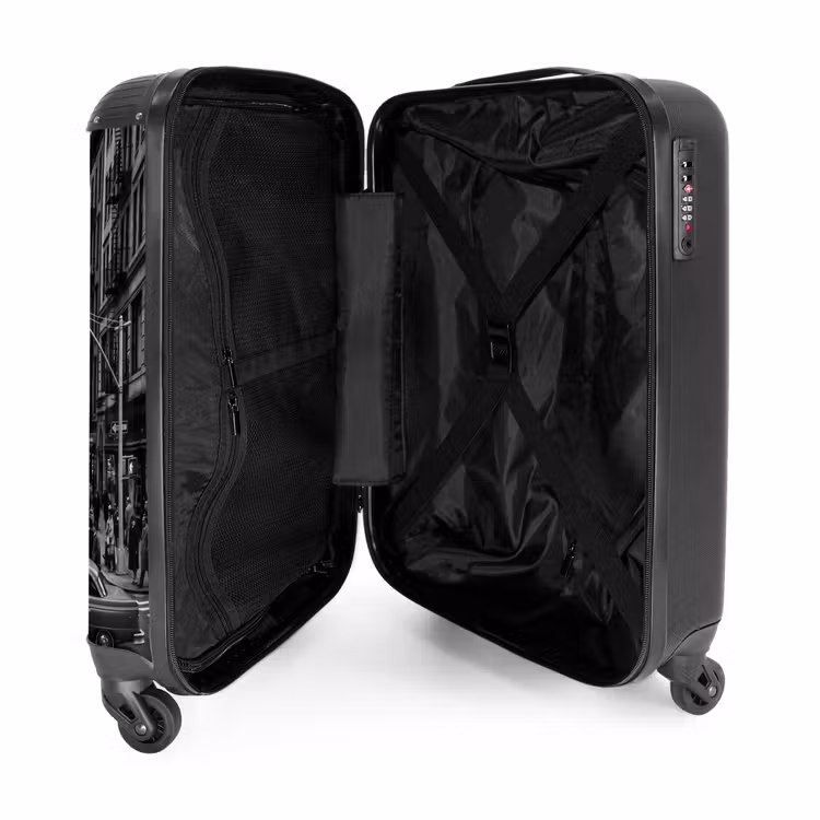 Suitcase - City - Street - Buildings - Traffic - Black and White — 3