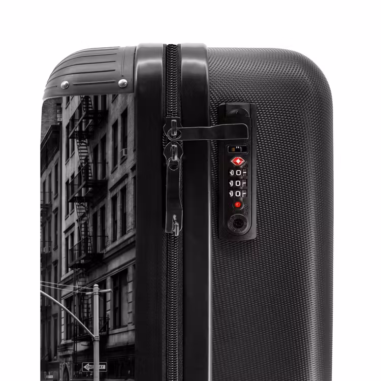 Suitcase - City - Street - Buildings - Traffic - Black and White — 5