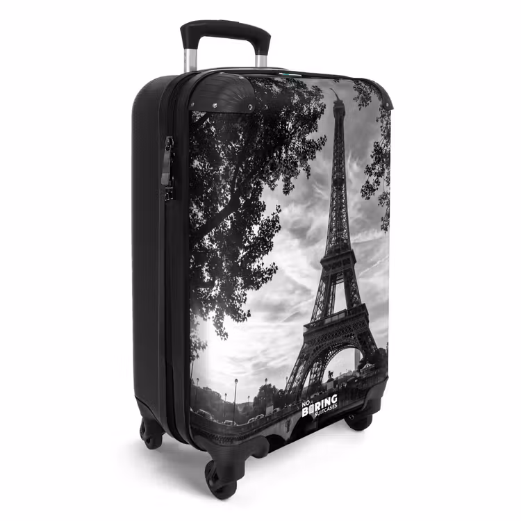 Suitcase - Eiffel Tower - Paris - River - Architecture - Black and White — 4