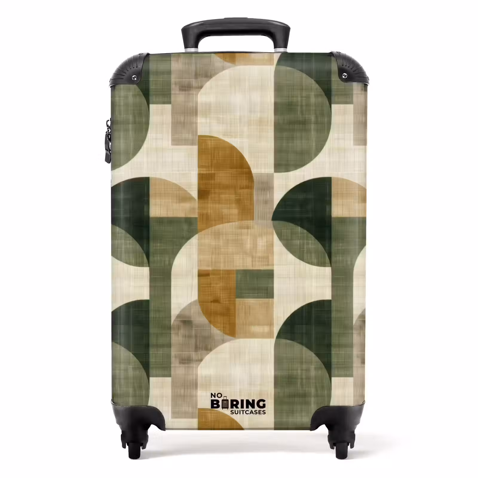 Suitcase - Olive Green - Geometric - Abstract - Mid-Century - Linen - Pattern — 1
