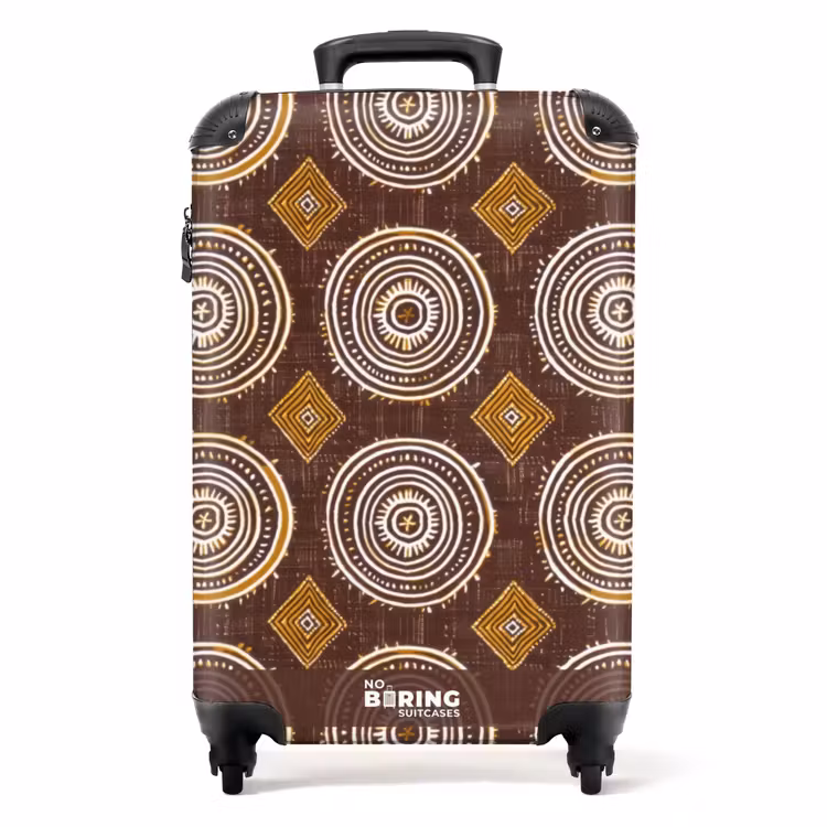 Suitcase - Chocolate Brown - Ethnic - Tribal - Circles - Pattern — 1