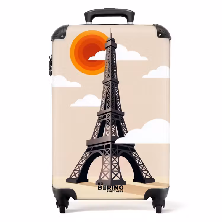 Suitcase - Eiffel Tower - Sun - Architecture - Abstract - Beige — 1