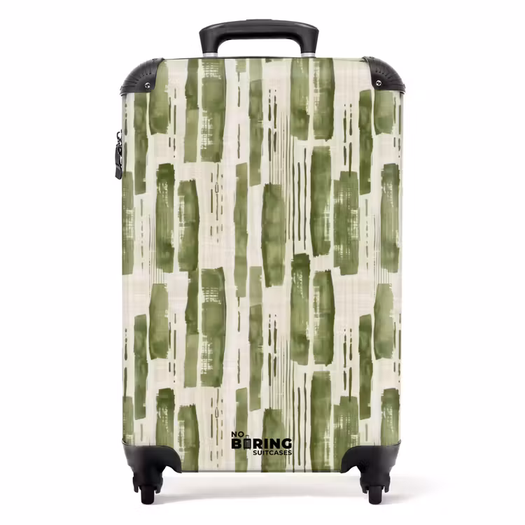 Suitcase - Green - Abstract - Brushstrokes - Linen - Pattern — 1