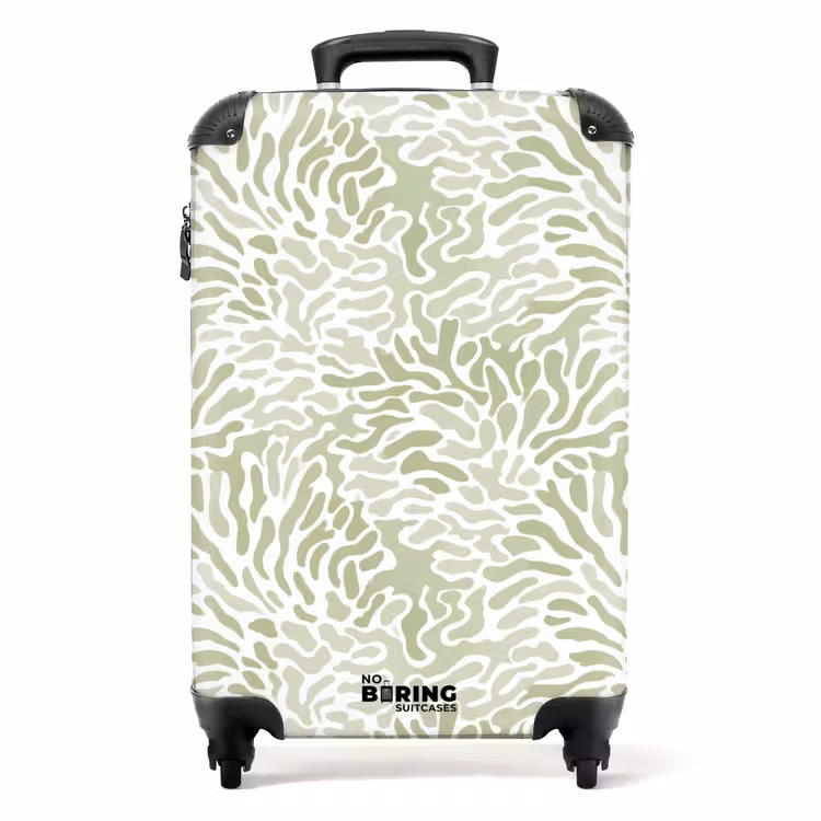 Suitcase - Salvia Green - Abstract - Organic - Coral - Pattern — 1