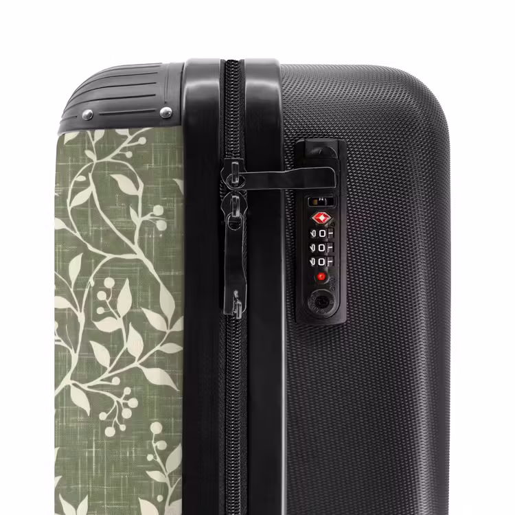 Suitcase - Salvia Green - Botanical - Branches - Berries - Linen - Pattern — 5