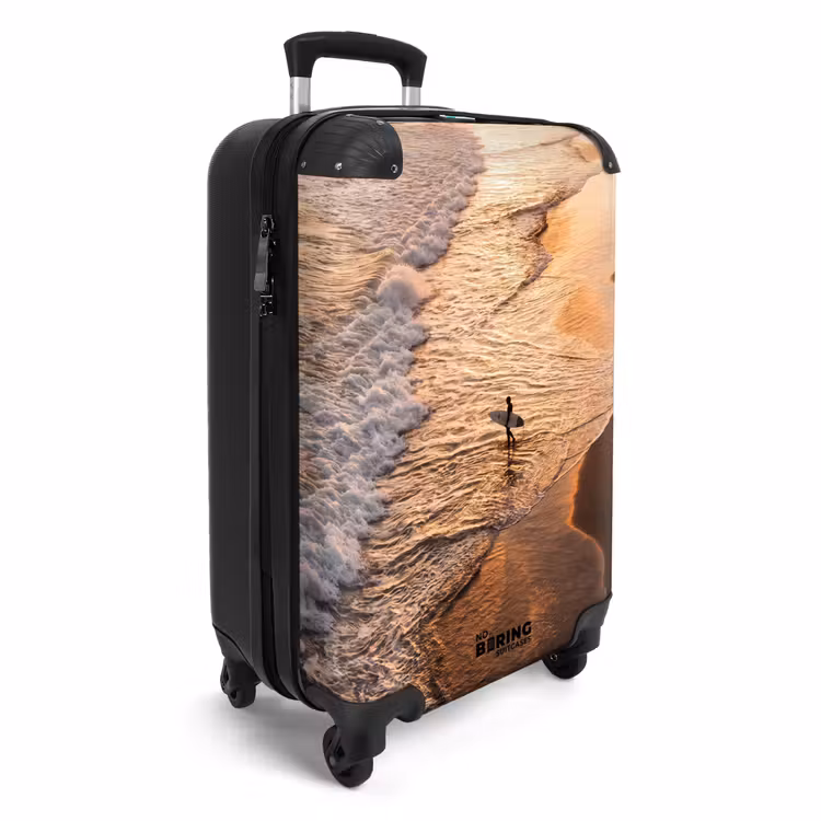 Suitcase - Surfer - Beach - Sunset - Ocean - Gold — 4