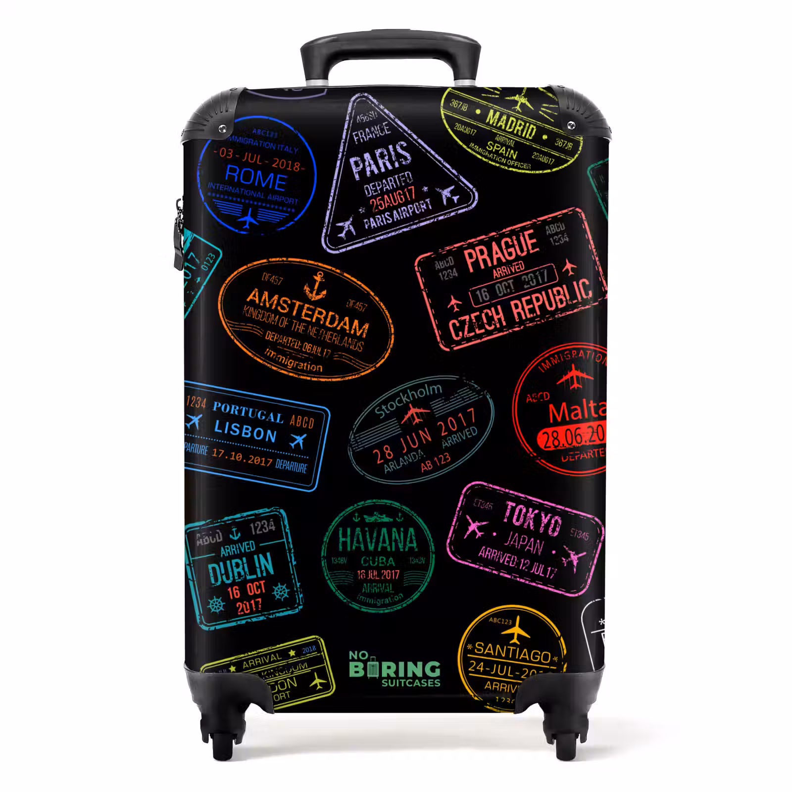 Suitcase - Passport Stamps - Colorful - Black — 1