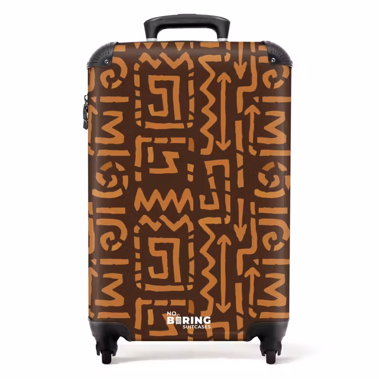 Suitcase - Chocolate Brown - Ethnic - Tribal - Symbols — 1