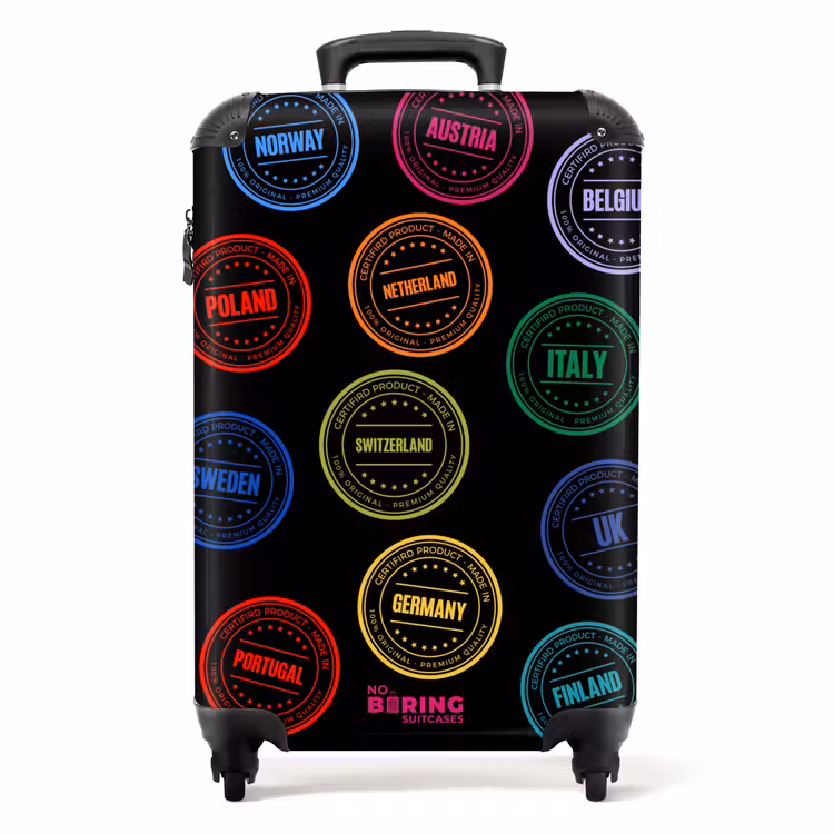 Suitcase - Neon - Countries - Black - Stamps — 1