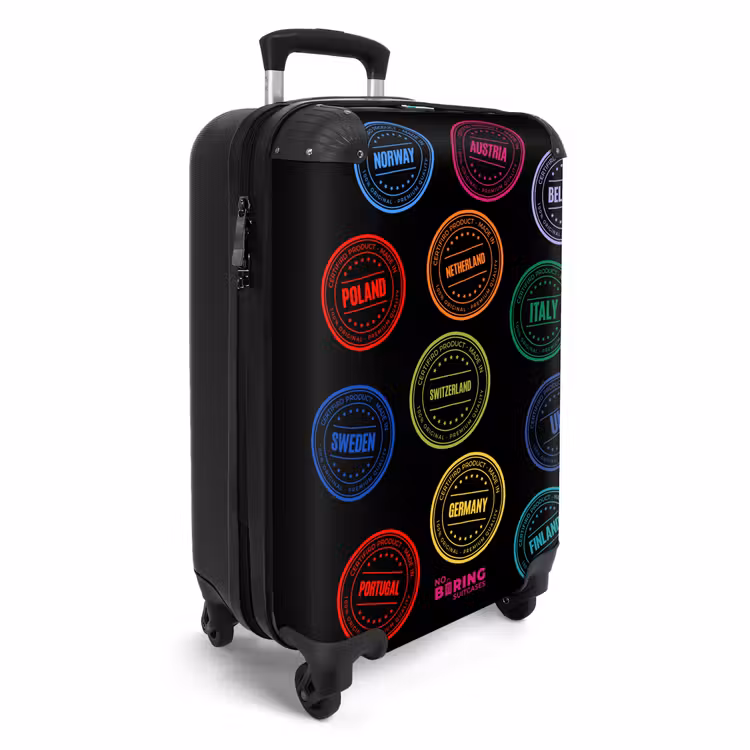 Suitcase - Neon - Countries - Black - Stamps — 4