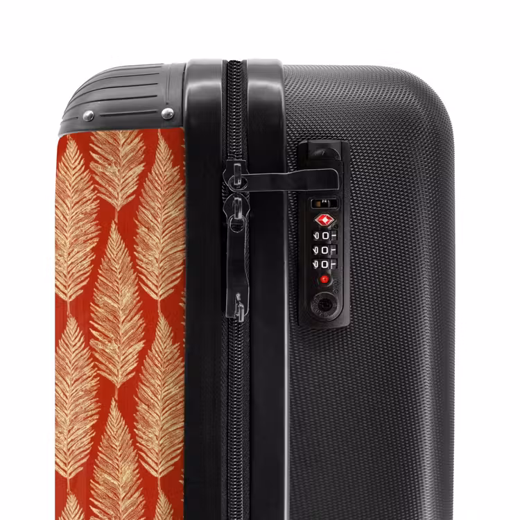 Suitcase - Red - Botanical - Fern - Pattern — 5