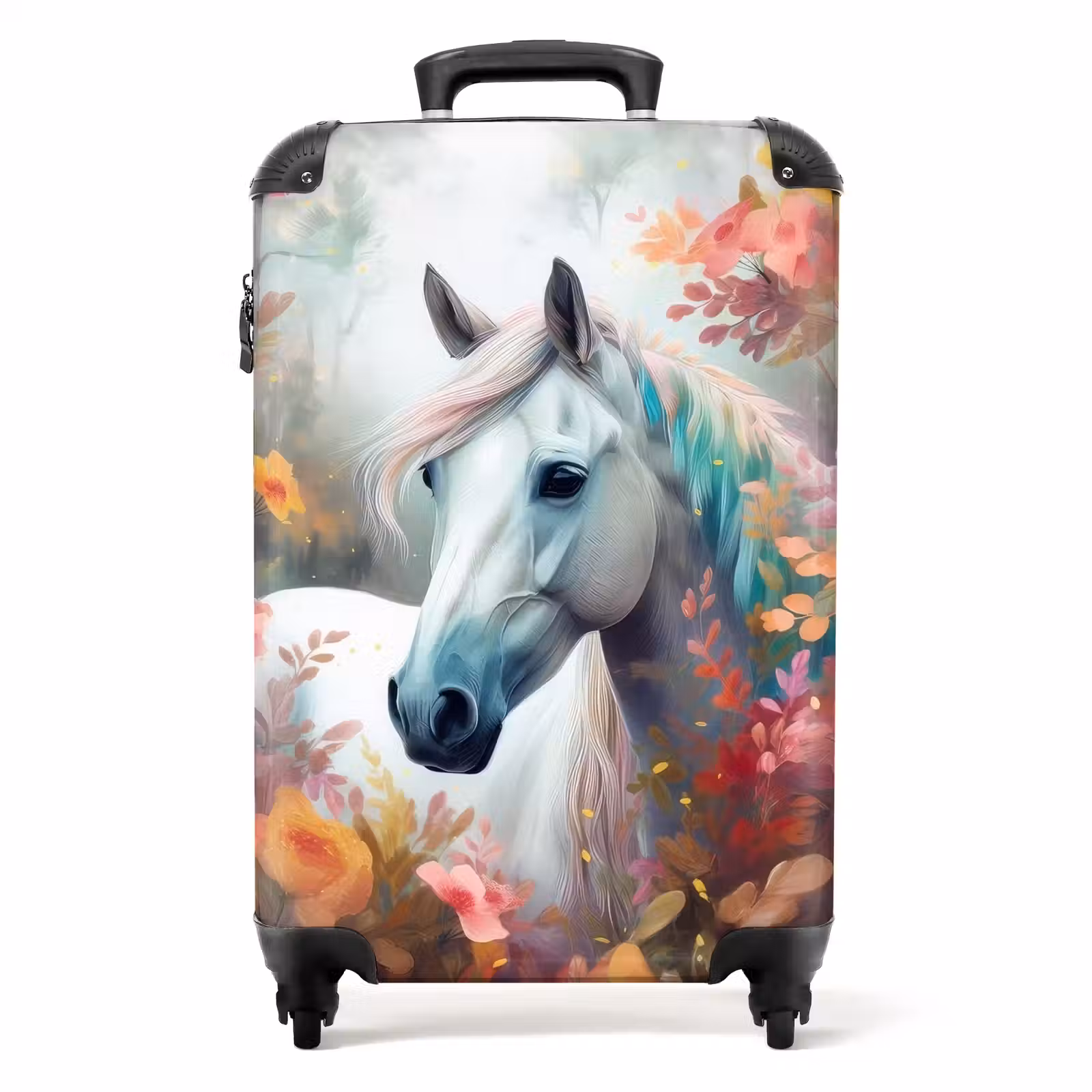 Suitcase - White horse surrounded by flowers — 1