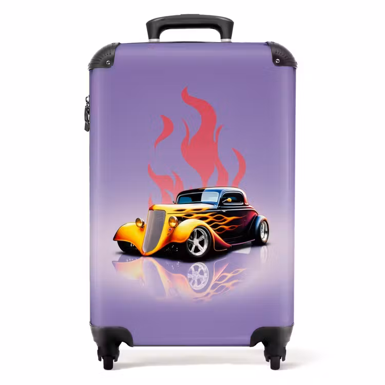 Suitcase - Yellow car with pink flames — 1