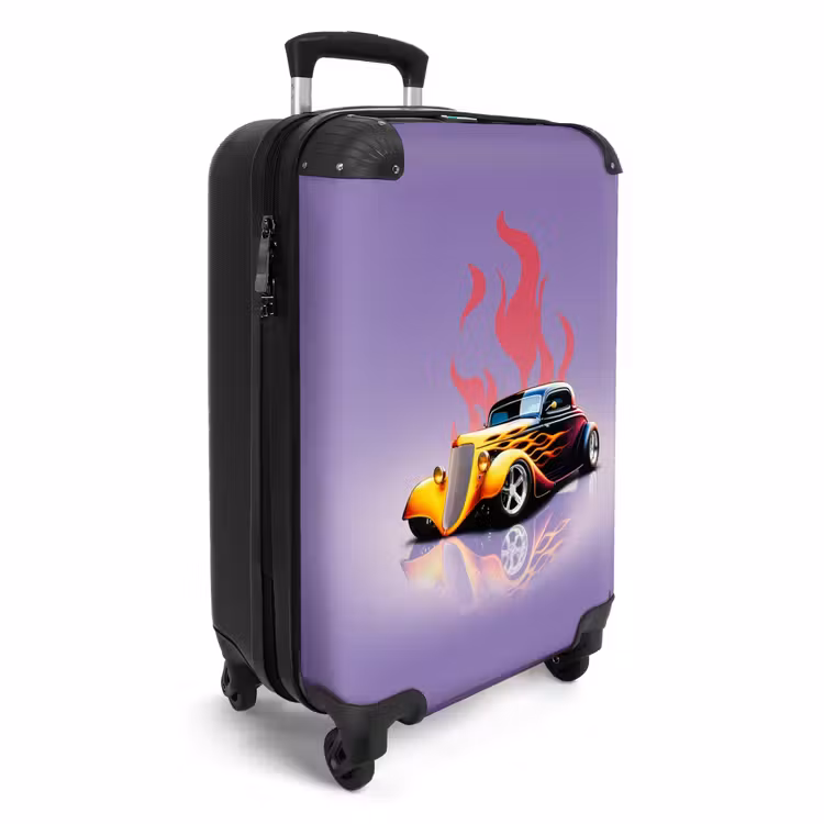 Suitcase - Yellow car with pink flames — 4