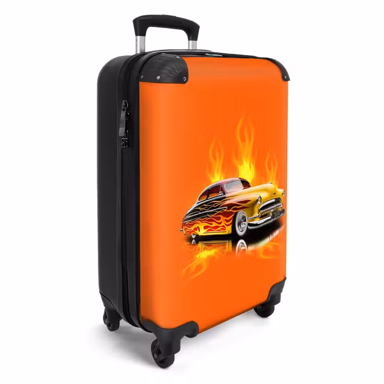 Suitcase - Yellow car with yellow flames — 4