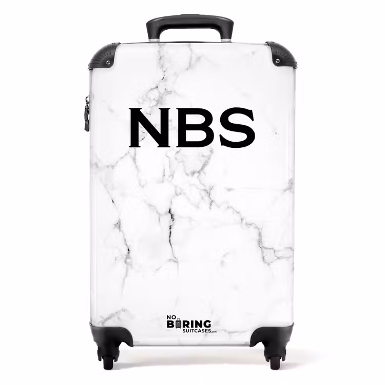 Suitcase - White marble 755h black — 1