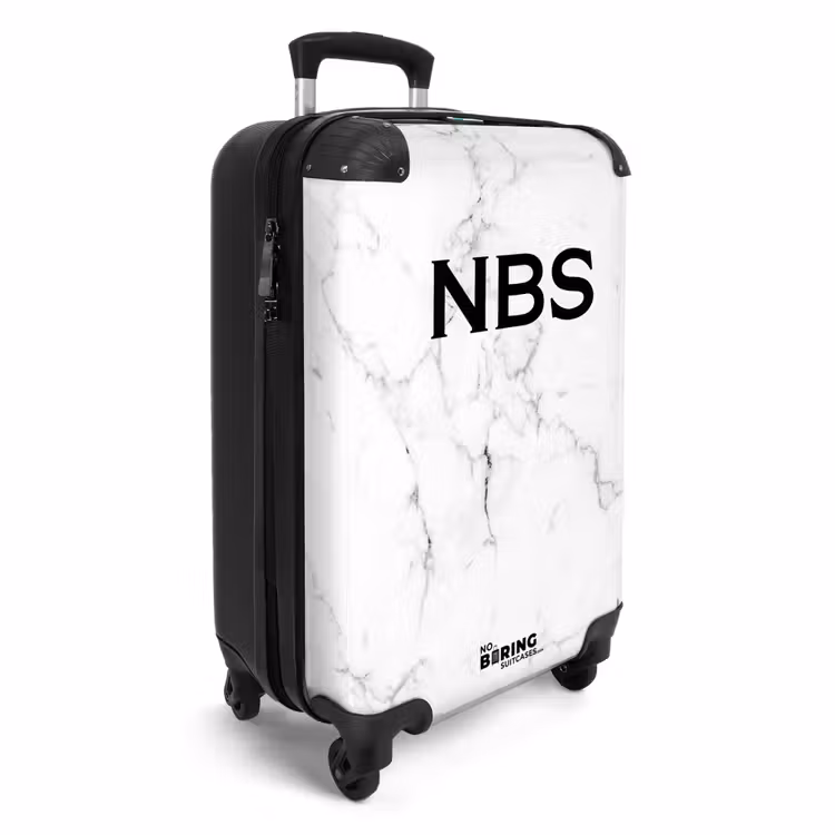 Suitcase - White marble 755h black — 4