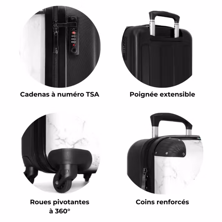 Suitcase - White marble 755h black — 7