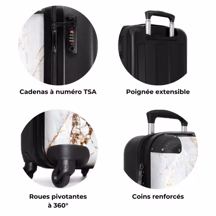 Suitcase - White marble 755h golden veins — 7