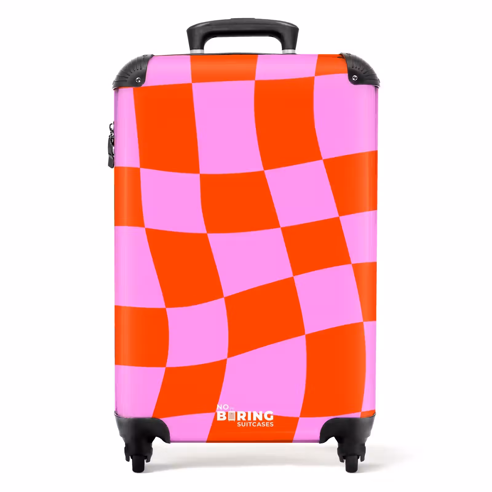 Suitcase - Wavy checkerboard pattern in red and pink — 1