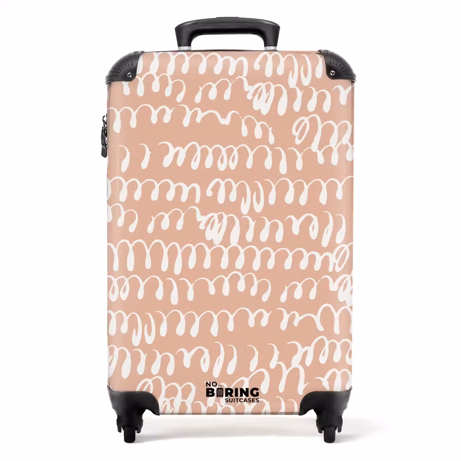 Suitcase - Wavy white loop lines on terracotta background — 1