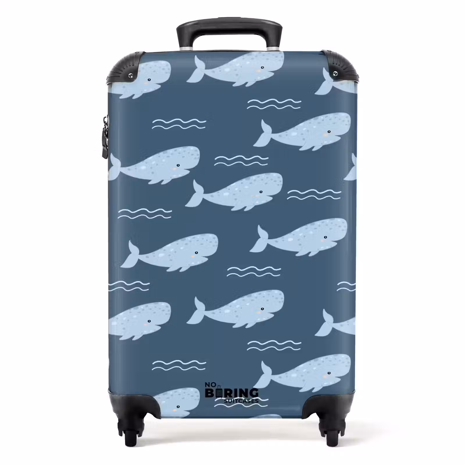Suitcase - Whale with waves pattern blue — 1