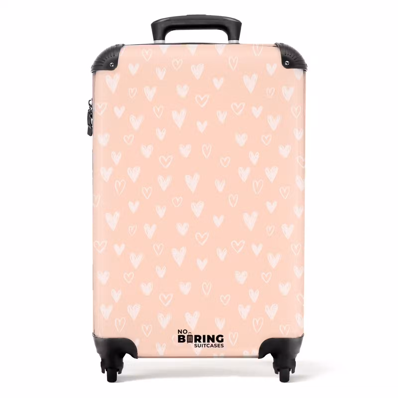 Suitcase - White hearts on salmon pink background — 1