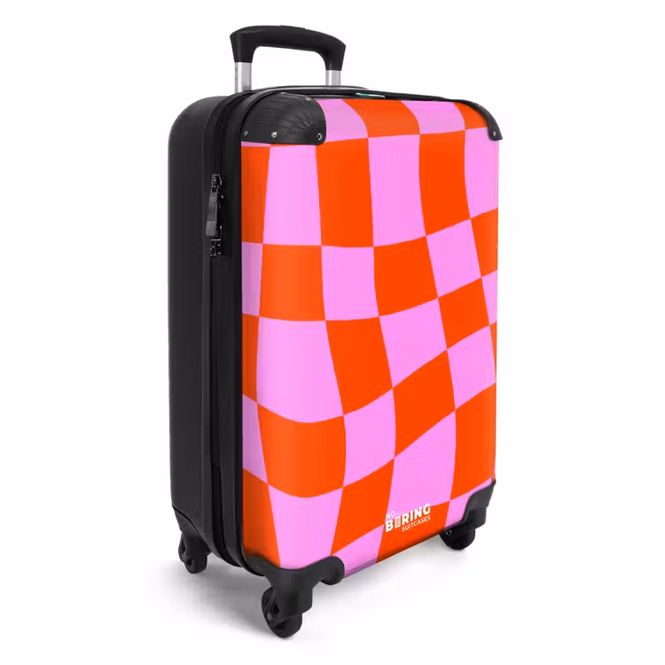 Suitcase - Wavy checkerboard pattern in red and pink — 2