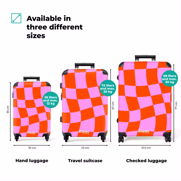 Suitcase - Wavy checkerboard pattern in red and pink — 3
