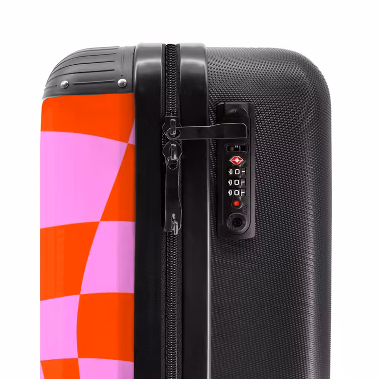 Suitcase - Wavy checkerboard pattern in red and pink — 6