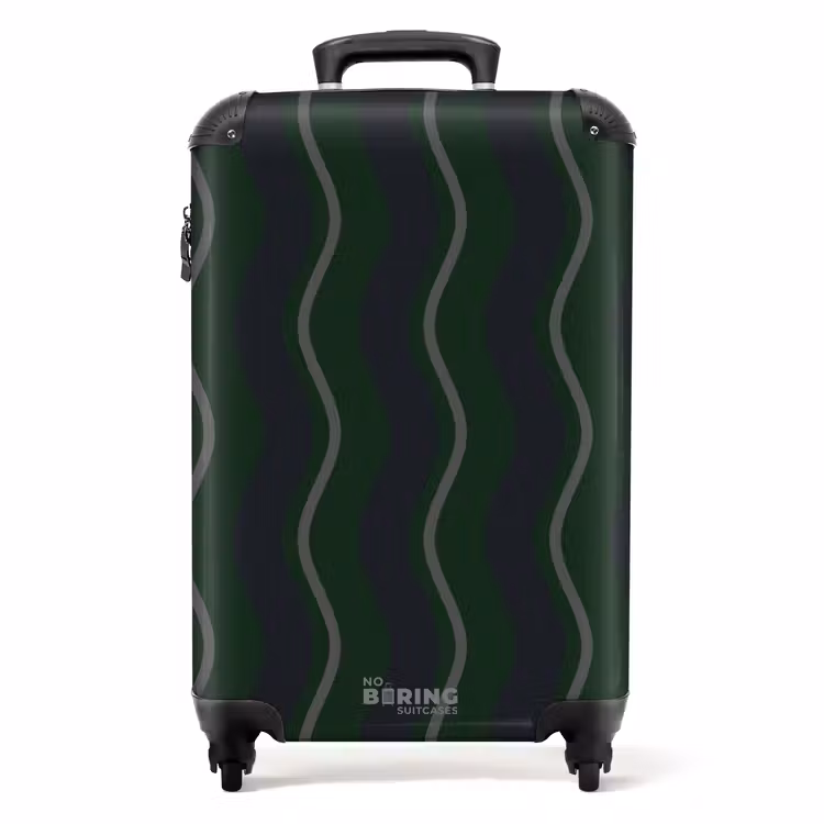 Suitcase - Wavy stripes in green with gray — 1