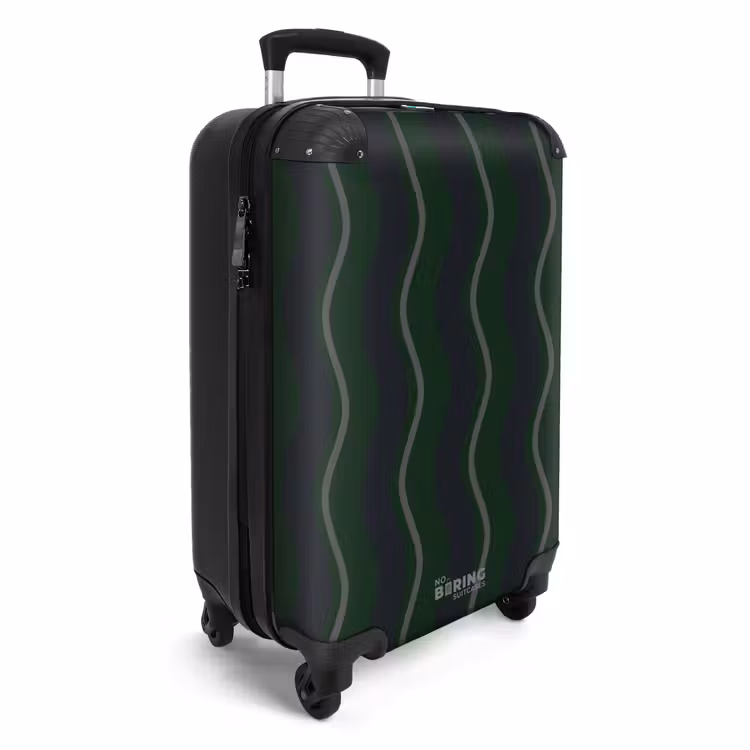 Suitcase - Wavy stripes in green with gray — 4