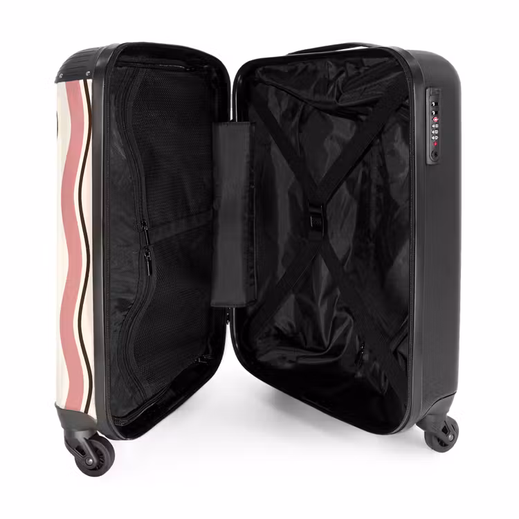 Suitcase - Wavy stripes in pink and brown — 3
