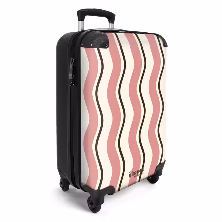 Suitcase - Wavy stripes in pink and brown — 4