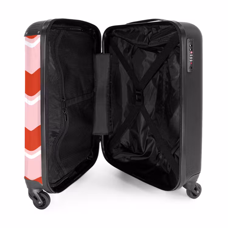 Suitcase - Wavy stripes in red and pink — 3