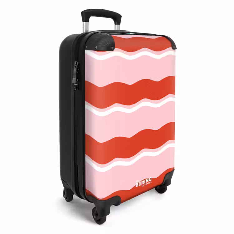 Suitcase - Wavy stripes in red and pink — 4