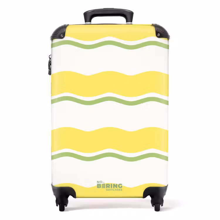 Suitcase - Wavy stripes in yellow with green — 1