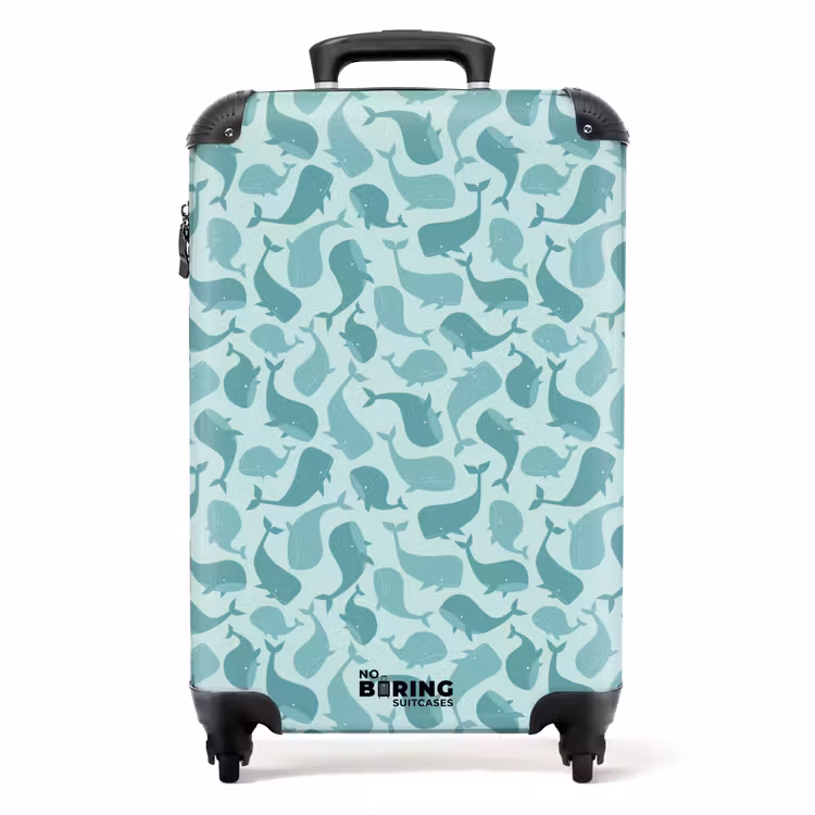 Suitcase - Whale pattern blue green — 1