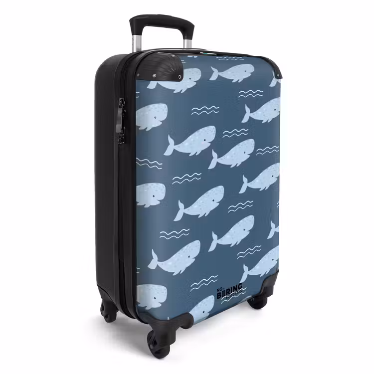 Suitcase - Whale with waves pattern blue — 2