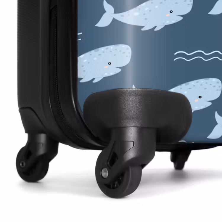 Suitcase - Whale with waves pattern blue — 7