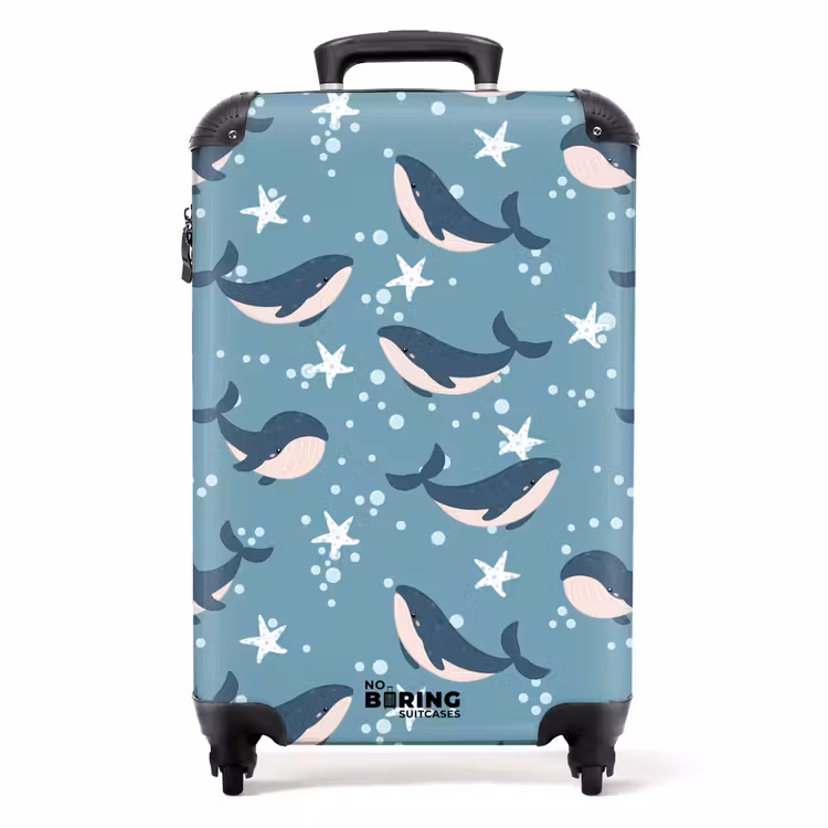 Suitcase - Whales with starfish pattern blue — 1