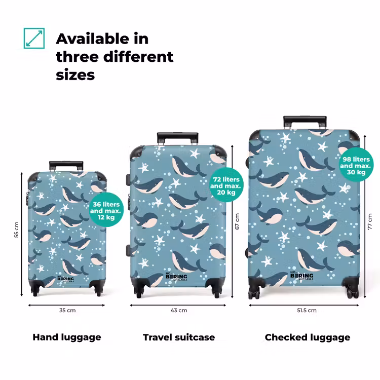 Suitcase - Whales with starfish pattern blue — 3