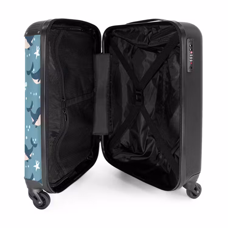 Suitcase - Whales with starfish pattern blue — 5