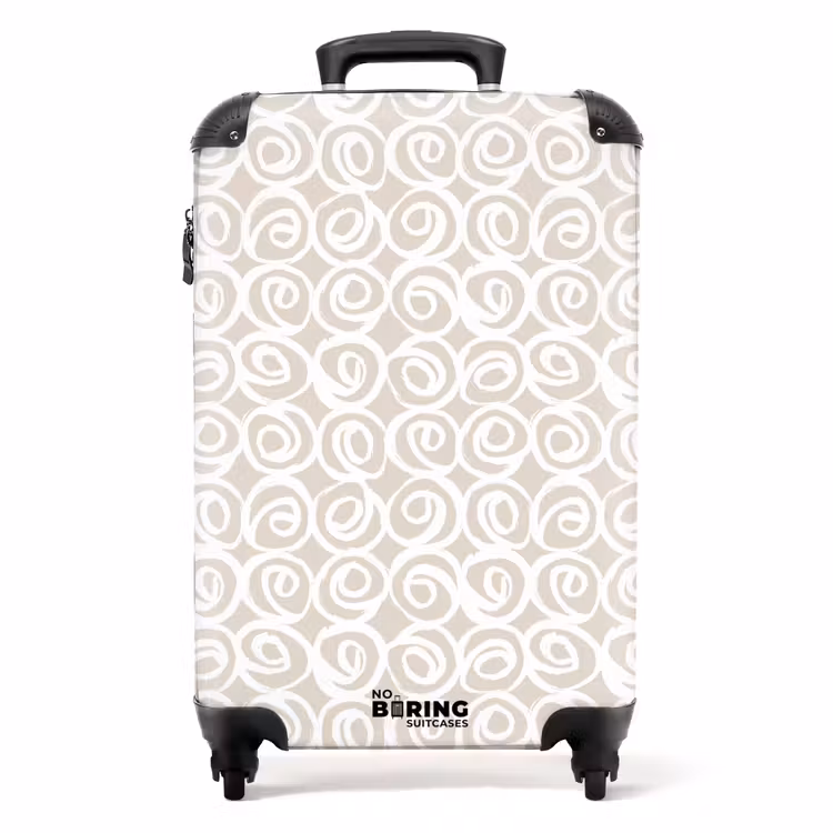 Suitcase - White curls on taupe background — 1