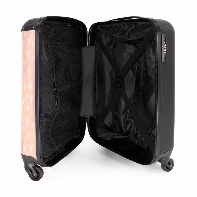 Suitcase - White hearts on salmon pink background — 3