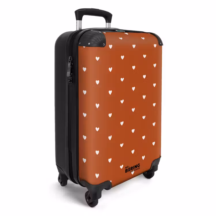 Suitcase - White hearts on terracotta — 4