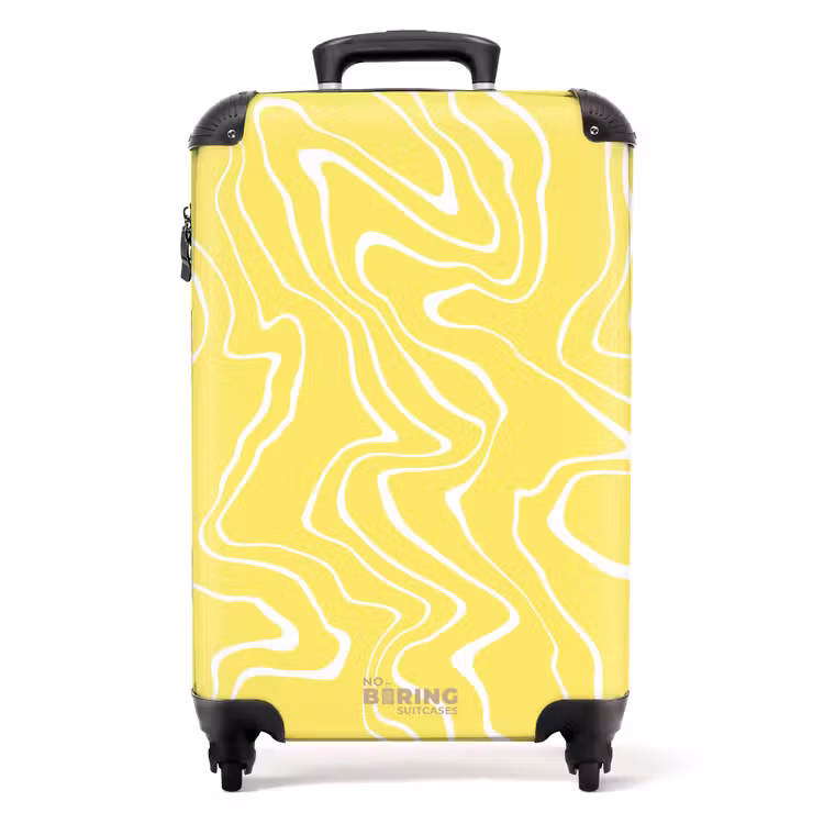 Suitcase - Yellow background with abstract white lines — 1