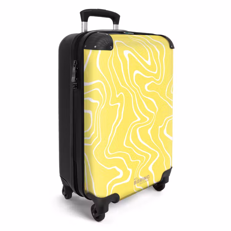 Suitcase - Yellow background with abstract white lines — 4