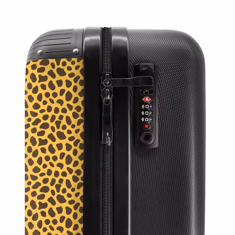 Suitcase - Yellow background with dense leopard pattern — 5